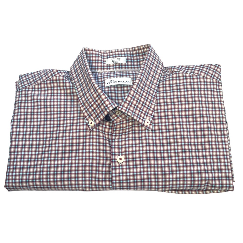 Peter Millar 100% Cotton Button Up Long Sleeve Shirt w/ Front Pocket in Size XL